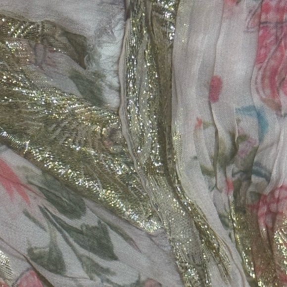 HEMANT & NANDITA Pink and Gold Floral Dress - Picture 9 of 16